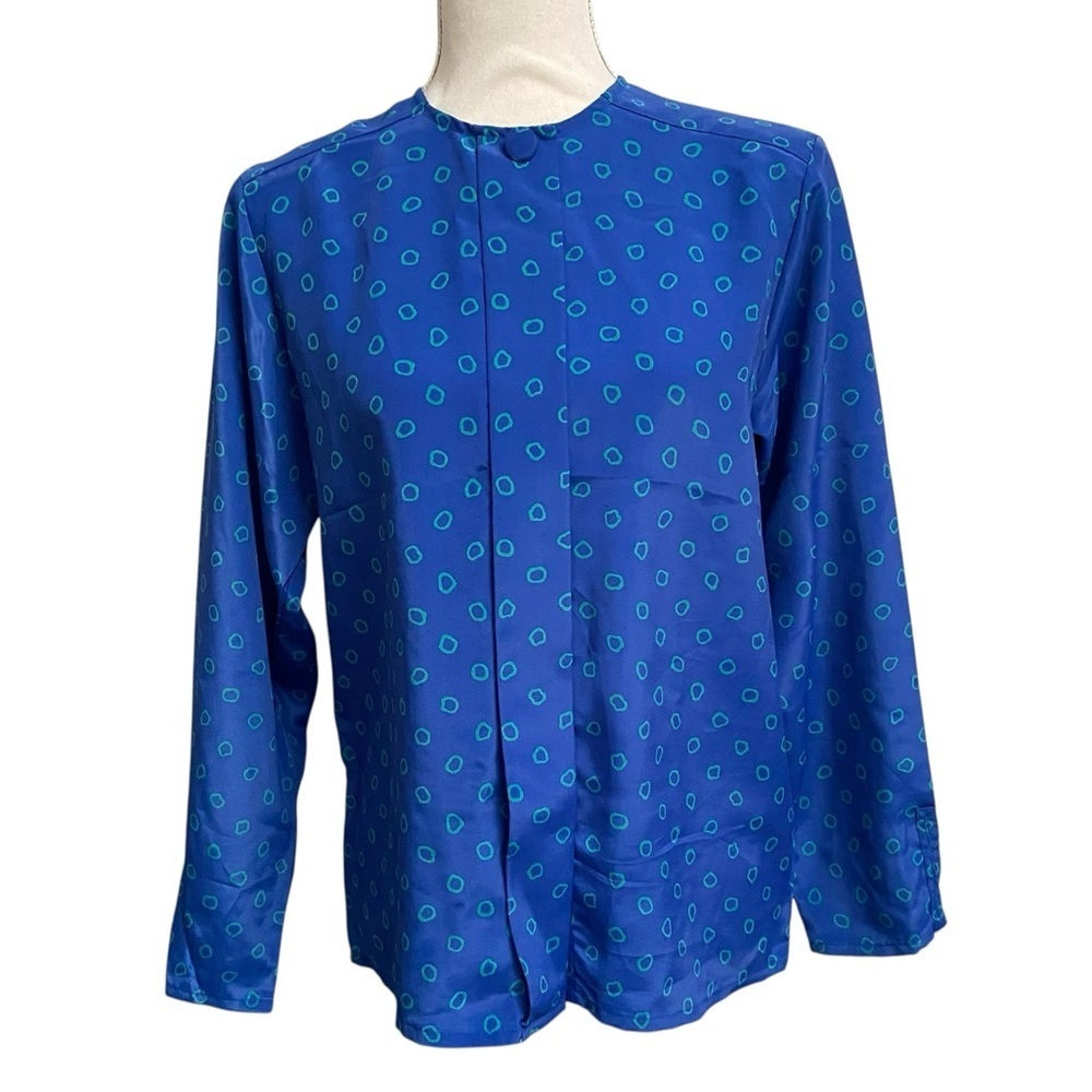 Vintage Oscar de la Renta Expressions Cobalt Geometric Blouse Size 8